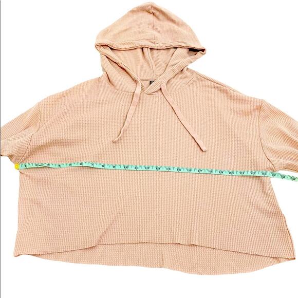 Wild Fable Pink Long Sleeve Waffle Knit Hooded Crop Top, Size Medium - Picture 7 of 10